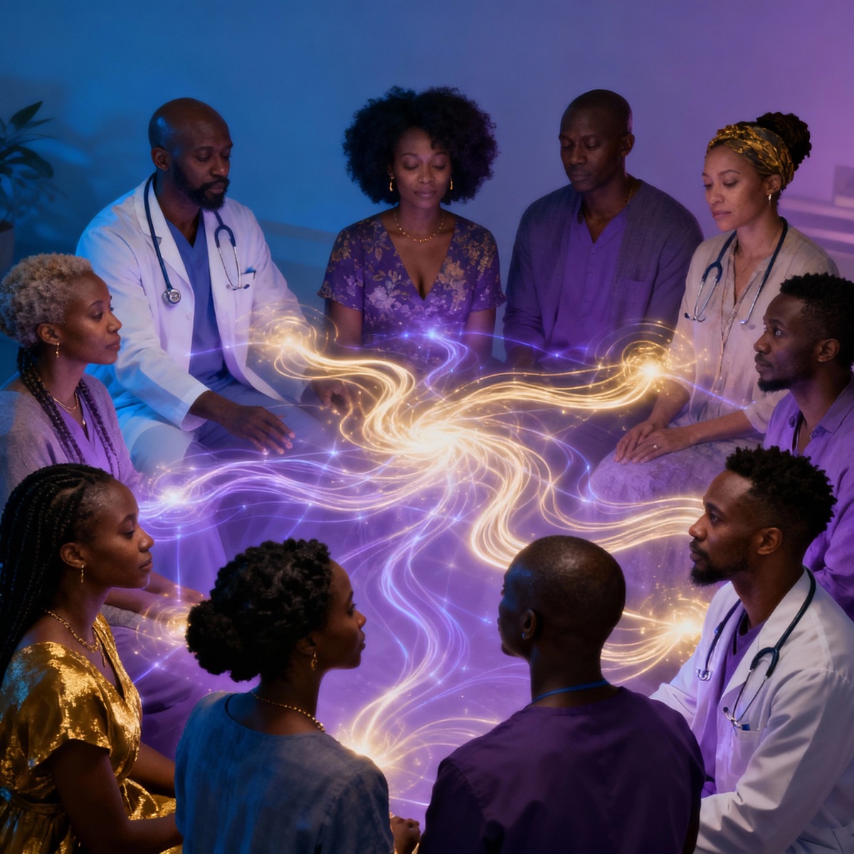 The healing circle — collective energy flowing between healthcare professionals